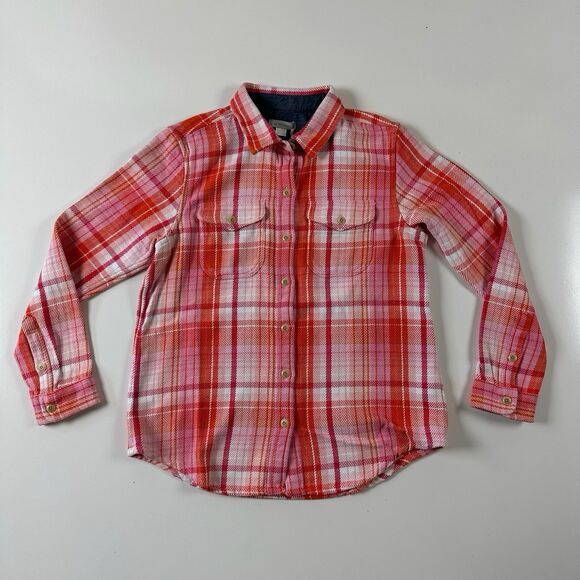 Outerknown Blanket Plaid Shirt Womens Flannel Long Sleeve Pink Orange XS/S - Picture 1 of 8